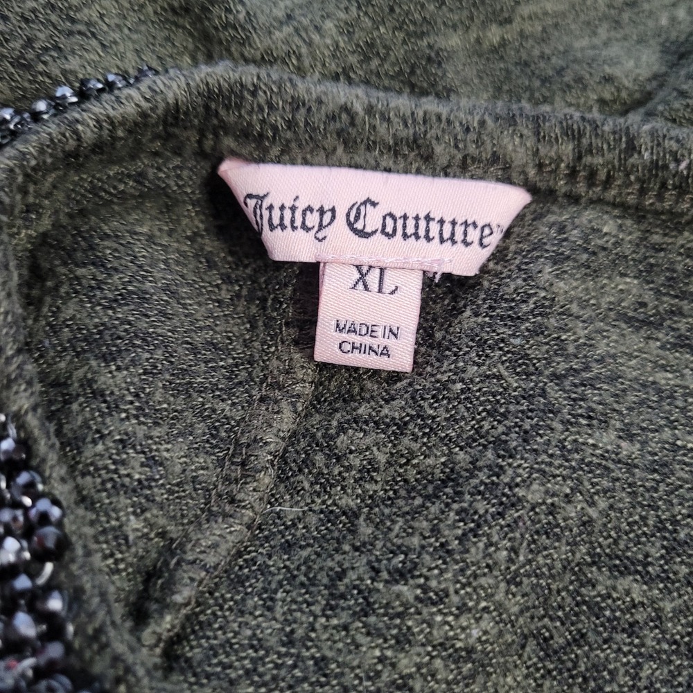 Juicy Couture knit Top With Bling Collar Size XL 3/4 Sleeveless Gray Festival - Picture 5 of 8